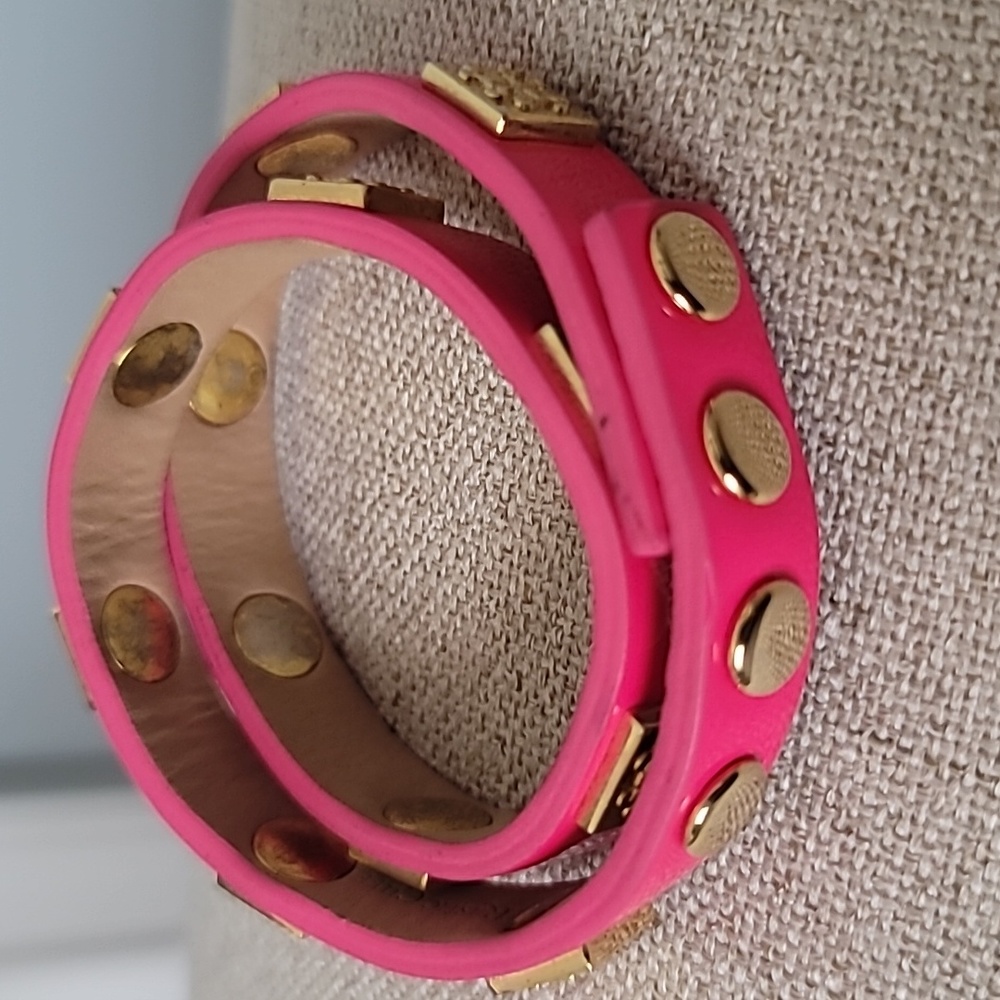 Rustic Cuff Pink Patent Double Wrap Bracelet Meag… - image 8